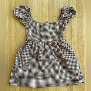 Motel Brown Gingham Mini Babydoll Dress Size Small